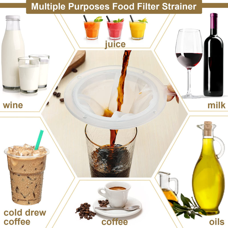 4 Pieces Fine Mesh Strainer Food Filter Strainer 200 Mesh Filter Nylon Mesh Colander Plastic Mesh Sieve for Filtering Yogurt Juice Milk Honey 5 Inch Kitchen Funnels - NewNest Australia