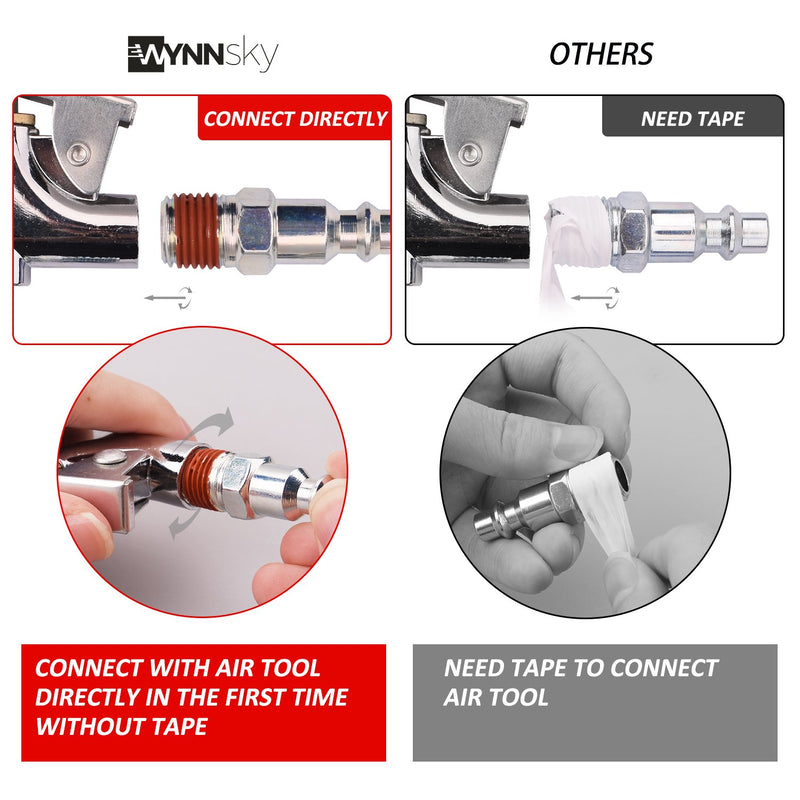 WYNNsky Air Hose Fittings 1/4 Inch NPT Air Compressor Connect Coupler/ Plug with Storage Case /Blow Gun/ Tire Gauge, 20-Piece - NewNest Australia