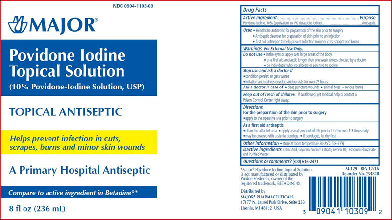 Major Povidone Iodine 10% Unflavored Solution, 8 Fl Oz - NewNest Australia