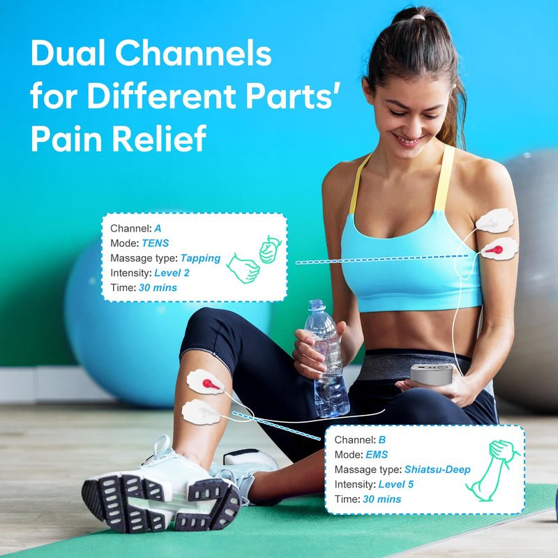 TENS Machine for Pain Relief - Easy@Home Dual Channel TENS Unit + Muscle Stimulator with 16 Modes and 2"x3" Pads – for Back, Sciatica, Leg, Muscle and Joint Pain Relief (Dual Channel) - NewNest Australia