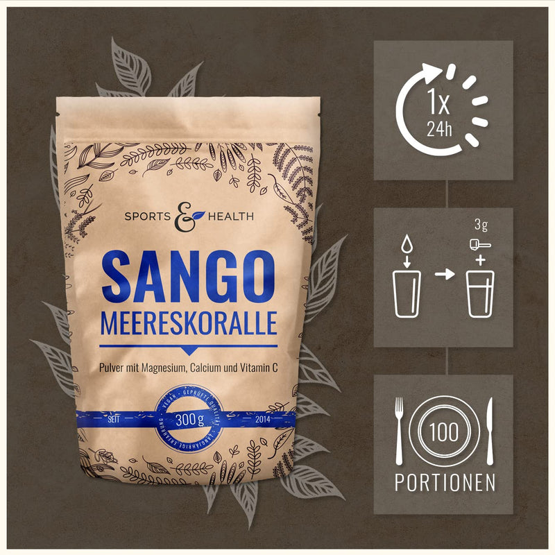 Sango sea coral powder in a large pack of 300g - with measuring spoon made in Germany with natural calcium and natural magnesium in a 2:1 ratio - NewNest Australia