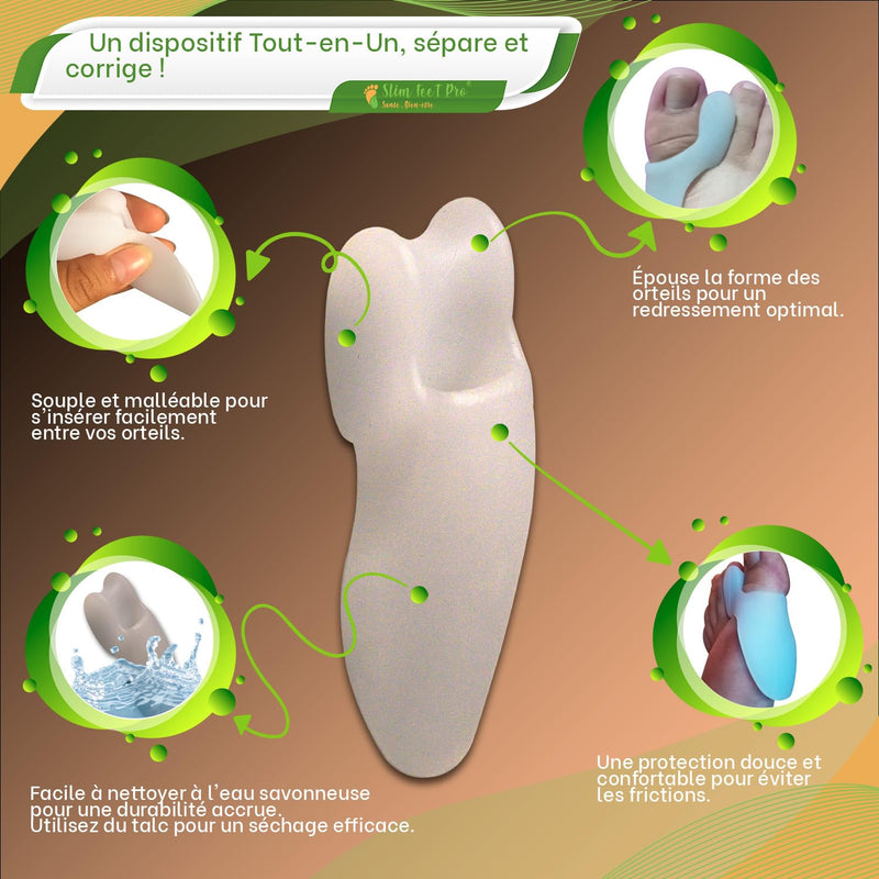 SLIM FEET PRO Set of 2 pairs of hallux valgus coarse and tense toe separators - pain relief, protection and comfortable alignment. Overlap prevention, one size fits all. 2 PAIRS OF SMALL AND ROUGH TOES - NewNest Australia