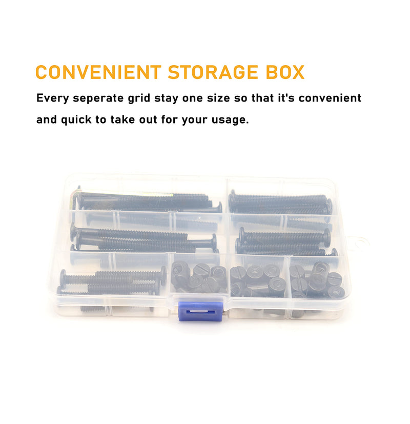 binifiMux 50pcs Black Hex Socket Cap Bolts Barrel Nuts Assortment Kit for Crib Baby Bed Cots Furniture, M6 x 40mm/ 50mm/ 60mm/ 70mm/ 80mm M6 X 40/50/60/70/80mm 50pcs - NewNest Australia