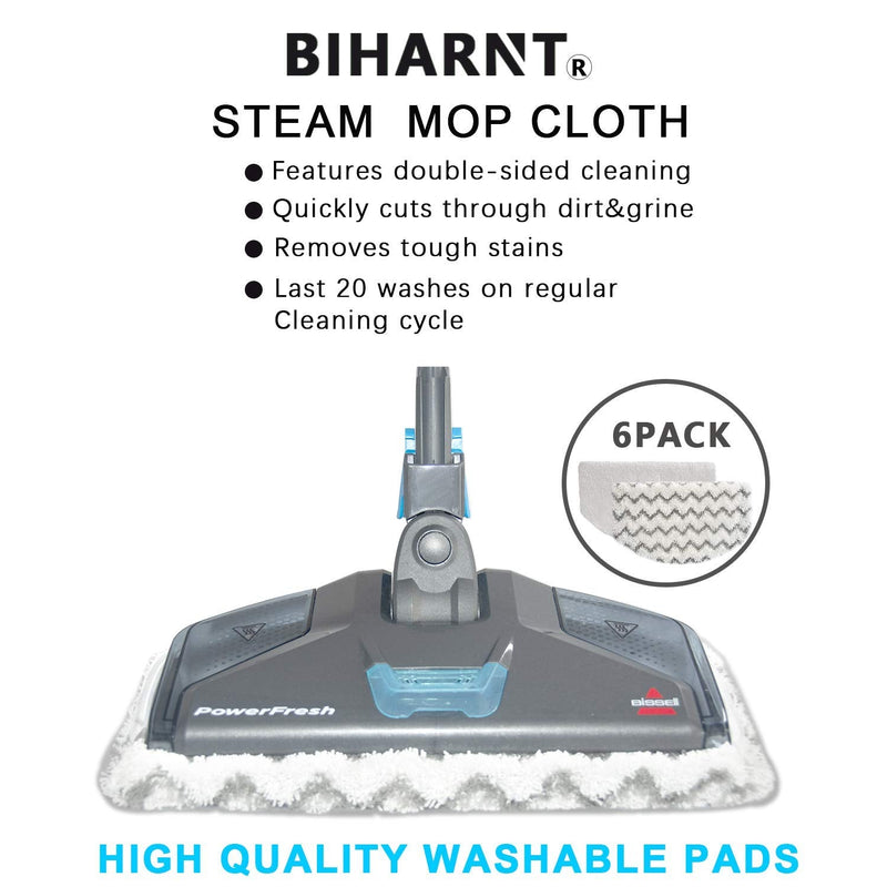 BIHARNT 6 Pack Washable Steam Mop Pads Replacement for Bissell PowerFresh 1940 1806 1544 2075 Series Steam Cleaner - NewNest Australia