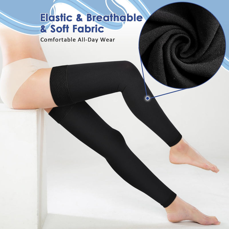 beister 15-20 mmHg medical compression stockings for men and women, edema compression socks without foot with silicone band, long class 1 support stockings for varicose veins, DVT, flight black-1 M - NewNest Australia