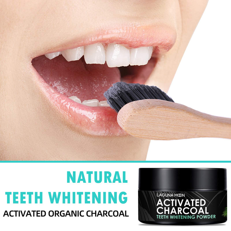 100% Organic Activated Charcoal Teeth Whitening Powder with Bamboo Toothbrush - 50g Natural Coconut Charcoal, Effective Teeth Stain Remover and Toothpaste Alternative - Safe for Gums Or Enamel, Vegan 1.76 Fl Oz (Pack of 1) - NewNest Australia