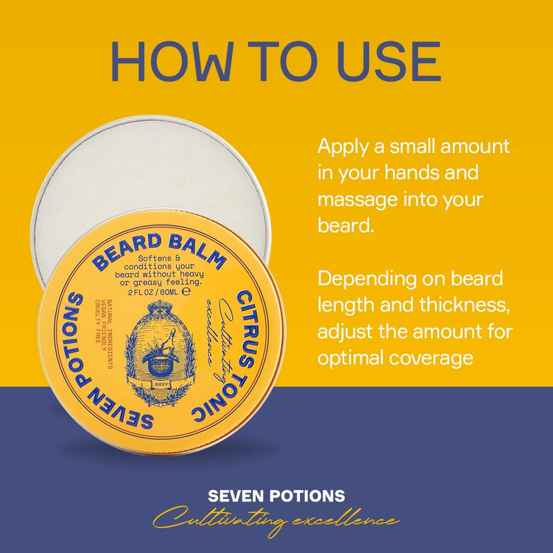 Seven Potions Beard Wax for Men - Medium Strong Hold Styling Wax for Shaping and Grooming Your Beard and/or Mustache - Purely Natural, Organic, Cruelty Free - Citrus Tonic (30 ml) 30 ml (Pack of 1) - NewNest Australia