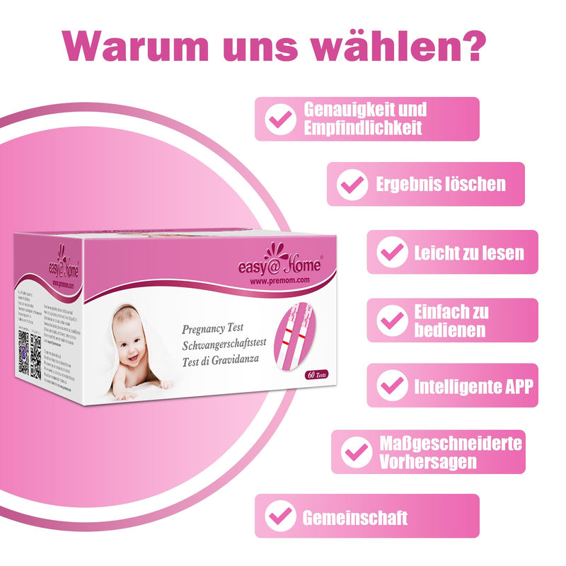 Easy@Home 60 X Pregnancy Test Early Test 10 Miu/Ml - Sensitive Pregnancy Test - Early Pregnancy Test Strips With Highest Accuracy | Reliable Ultra Early Test Pregnancy - NewNest Australia