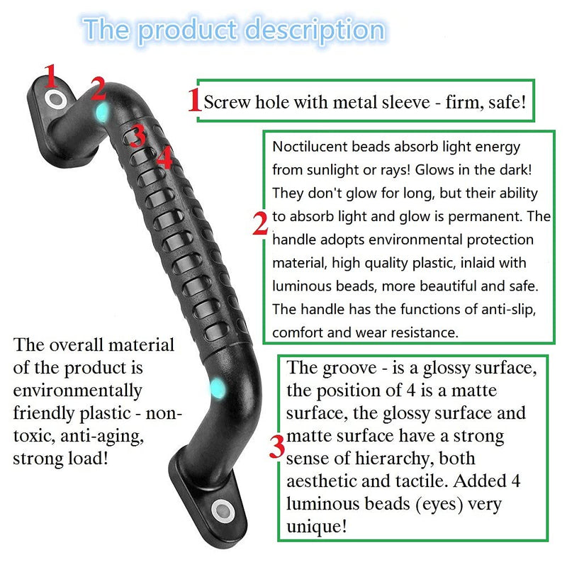 Dakzhou 2 Luminous Playground Safety Handles, Sturdy Swing Sets Safety Grab Toys, Jungle Gymnastics and playroom Ladder Handles, Door Handles, bunk Bed Handles (Black) - NewNest Australia