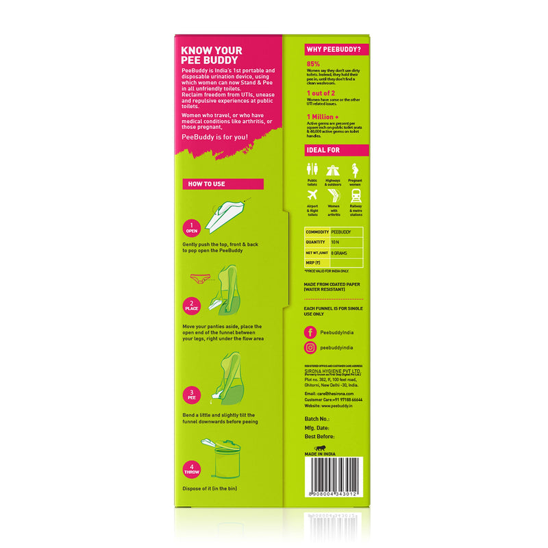 PeeBuddy 10 Funnels Portable Female Urination Device | Disposable Female Urinal Funnel | Travel, Camping, Hiking and Outdoor Activities | Discreet and Compact Stand and Pee Funnel for Women, Girls - NewNest Australia
