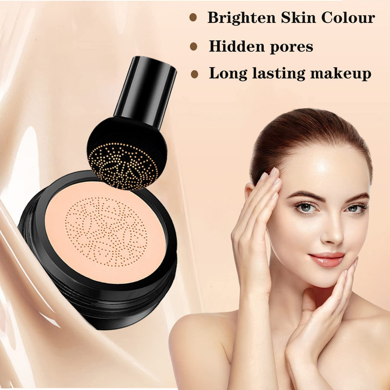 Mushroom Head Air Cushion CC Cream Foundation Nude Makeup Moisturizing Brightening Pigment CC Liquid Foundation, Even Skin Tone Makeup Base BB Cream (Natural) Natural - NewNest Australia