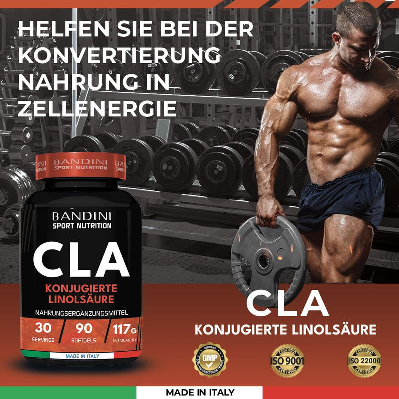 Bandini® CLA | 2400 mg CLA per daily amount | 90 softgels | Conjugated linoleic acid from 100% pure safflower oil | Fat burner, muscle building | Highly dosed, vegan, laboratory tested, without additives - NewNest Australia