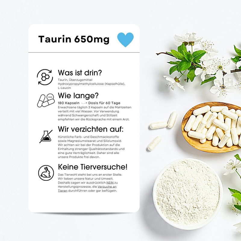 Fair & Pure® - Taurine capsules 650mg - vegan - without magnesium stearate - 180 capsules - NewNest Australia