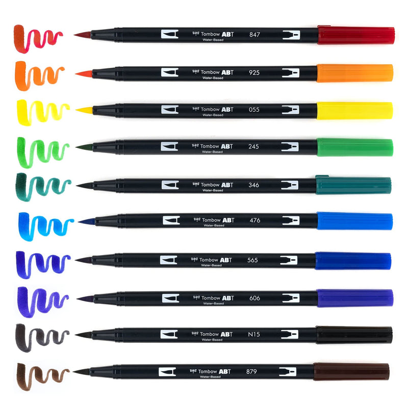 Tombow 56167 Dual Brush Pen Art Markers, Primary, 10-Pack. Blendable, Brush and Fine Tip Markers 1-Pack - NewNest Australia