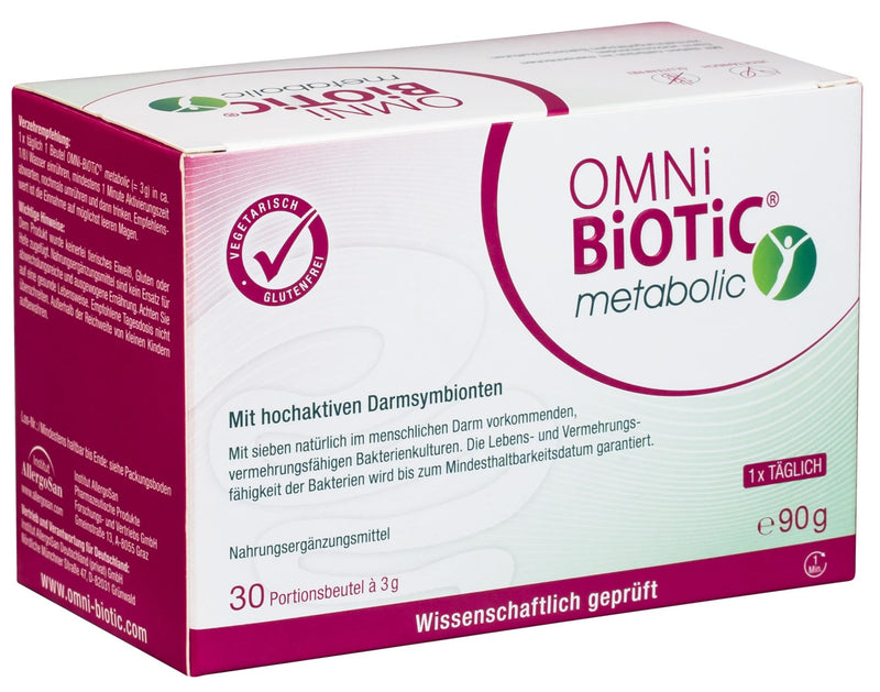 OMNi BiOTiC metabolic, 30 portions (90g), 7 bacterial strains, 3 billion germs per daily dose, powder, vegetarian, gluten-free, for daily use - NewNest Australia