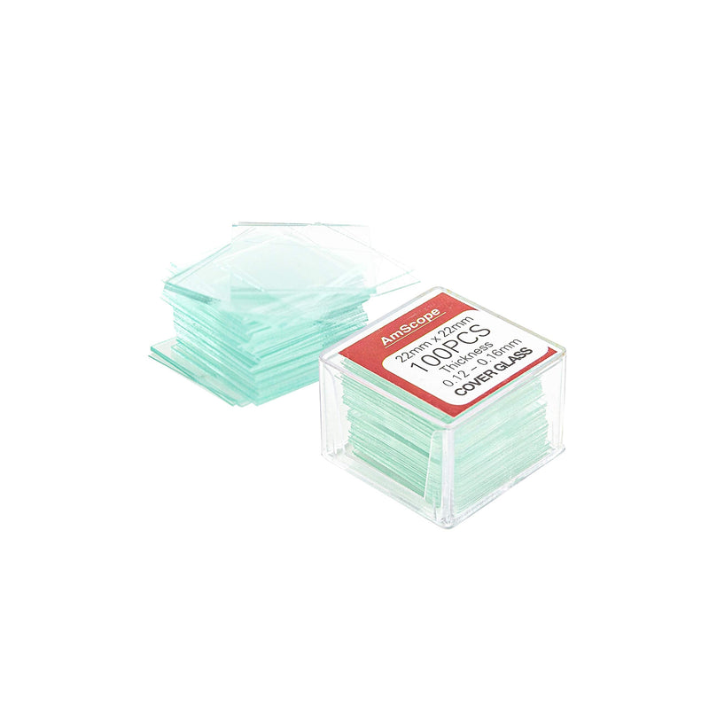 AmScope BS-72P-100S-22 72 Pieces of Pre-Cleaned Blank Microscope Slides and 100 Pieces of 22x22mm Square Coverslips Cover Glass - NewNest Australia
