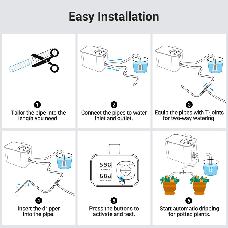 Kollea Automatic Watering System, Indoor Plant Self Watering System Automatic Drip Irrigation Kit with 60-Day Programmable Timer, LED Display & USB Power, Indoor Irrigation System for Potted Plants - NewNest Australia