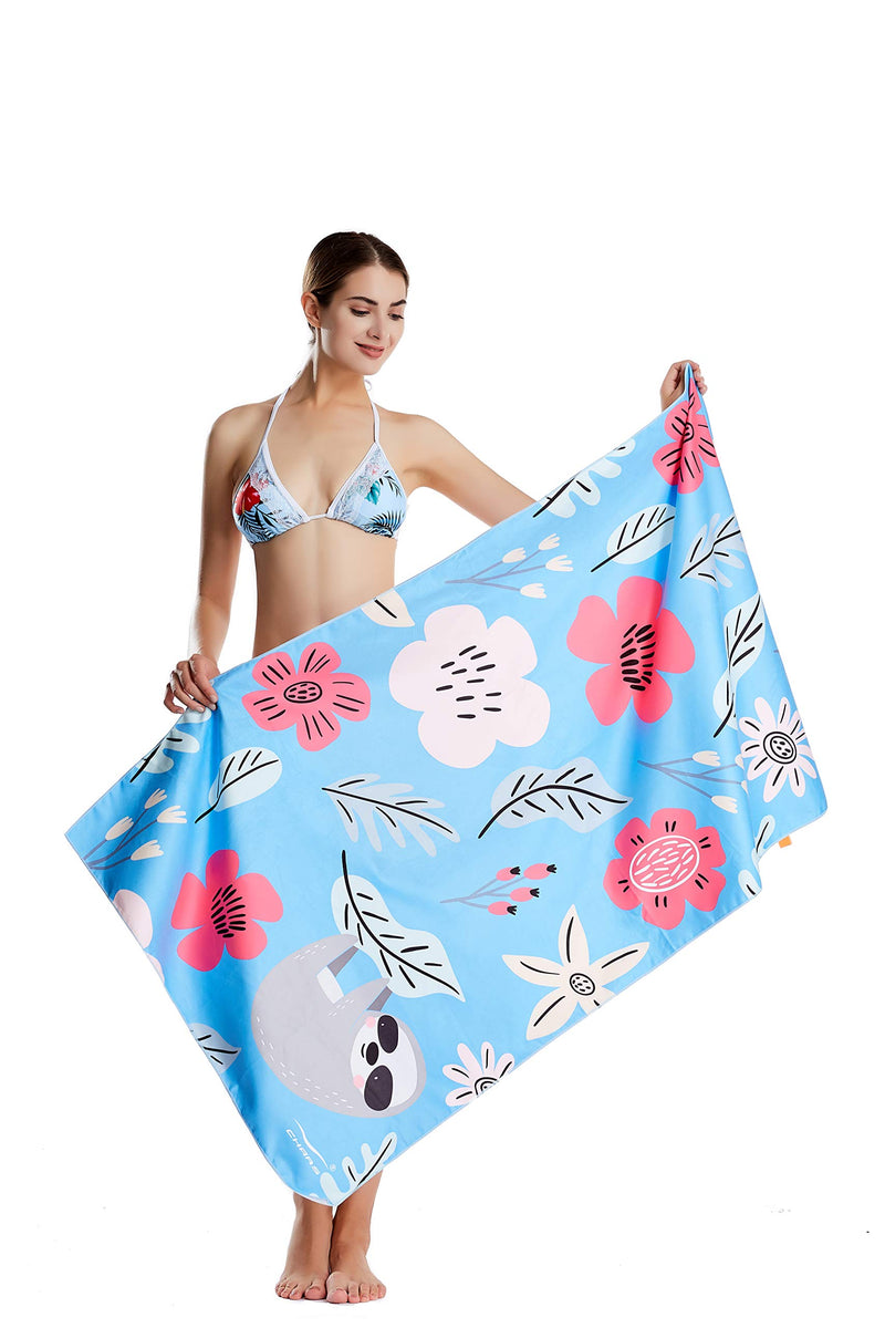 NewNest Australia - CHARS Microfiber Quick Drying Beach Towel with a Carrying Bag, Super Absorbent Towel, Sand Free Towel, for Kids, Teens, Adults, Travel, Gym, Camping, Pool, Yoga, Outdoor and Picnic Flower large (30 x 60 inches) 