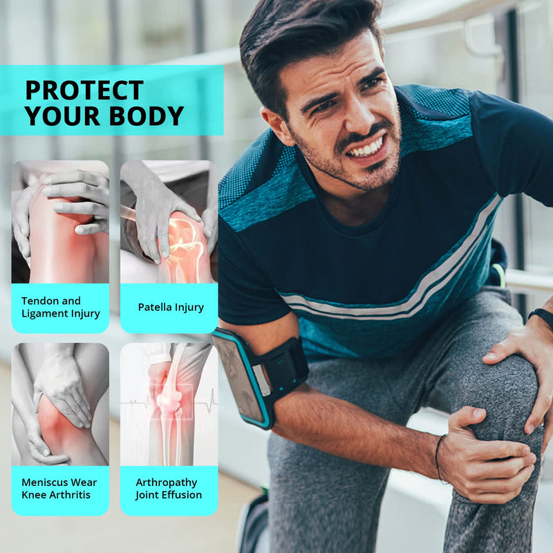 Milaiun Knee Brace Set Of 2, Knee Support Men And Women, Knee Wraps With Non-Slip Silicone Strips & Breathable For Arthritis, Meniscus, Volleyball, Sports, Acl (L, Blue) - NewNest Australia