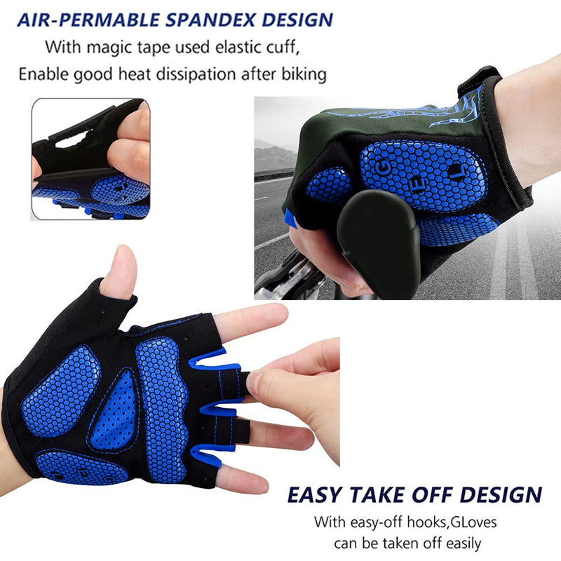 MOREOK Cycling Gloves Bike Gloves for Men/Women-[5MM Gel Pad] Biking Gloves Half Finger Road Bike MTB Bicycle Gloves-for Cycling /Workout/Motorcycle /Gym/Training/Outdoor Blue X-Large - NewNest Australia