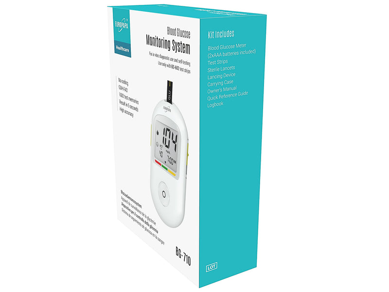 Europapa Blood Glucose Monitor With 10 Blood Glucose Test Strips And 10 Blood Lancets And Lancing Device, Blood Glucose Measuring System Diabetes Set Mg/Dl For Blood Sugar Self-Control (White) - NewNest Australia