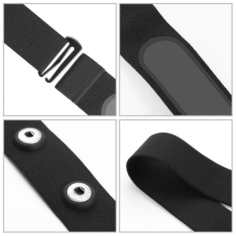 COOSPO Heart Rate Chest Strap Replacement, Adjustable Elastic Soft Fitnesss Chest Band, Colorful Replace HR Chest Belt for XOSS/Wahoo/Garmin/Shanren and More, Buckle Distance 45mm（NOT for Myzone） Black 25 inch - NewNest Australia