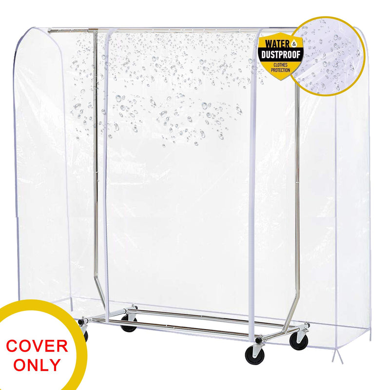 NewNest Australia - Ruibo Clear Garment Rack Cover Dustproof Clothes Rack Cover with 2 Durable Zipper/Clothing Waterproof Protector (L:71x20x60 inch) L/71x20x60 inch 