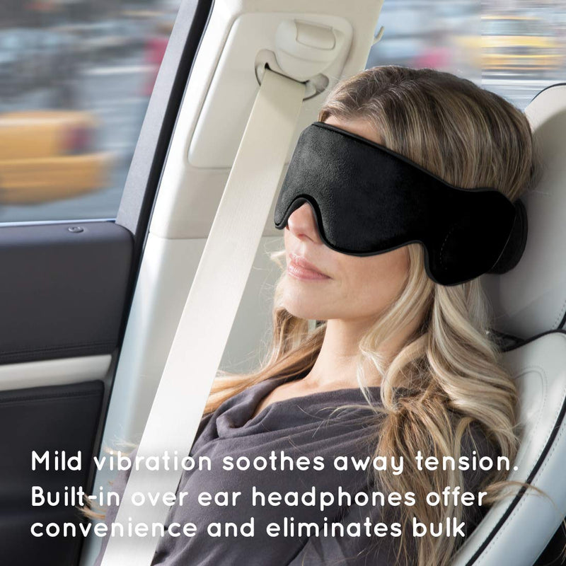 HoMedics Mobile Comfort Vibrating Travel Eye Mask with Speakers, Sleep Mask, Soft Cushioned Fabric, Light Blocking, Aux Port, Portable Compression Sleep Therapy, Headphone Speaker - NewNest Australia