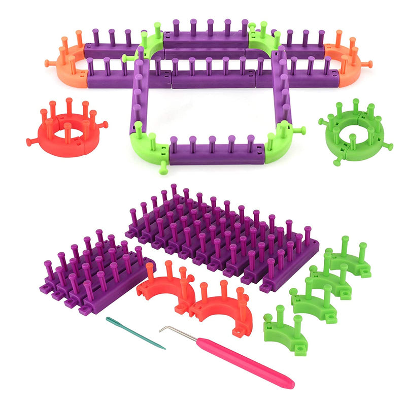 Katech Adjustable Knitting Looms Kits Flexible Creative Knitting Loom Set Plastic Weaving Loom Kit with a Hook and a Needle, DIY Yarn Knitting Tool for Making Socks, Scarf, Shawl, Hats, Leg Warmers - NewNest Australia