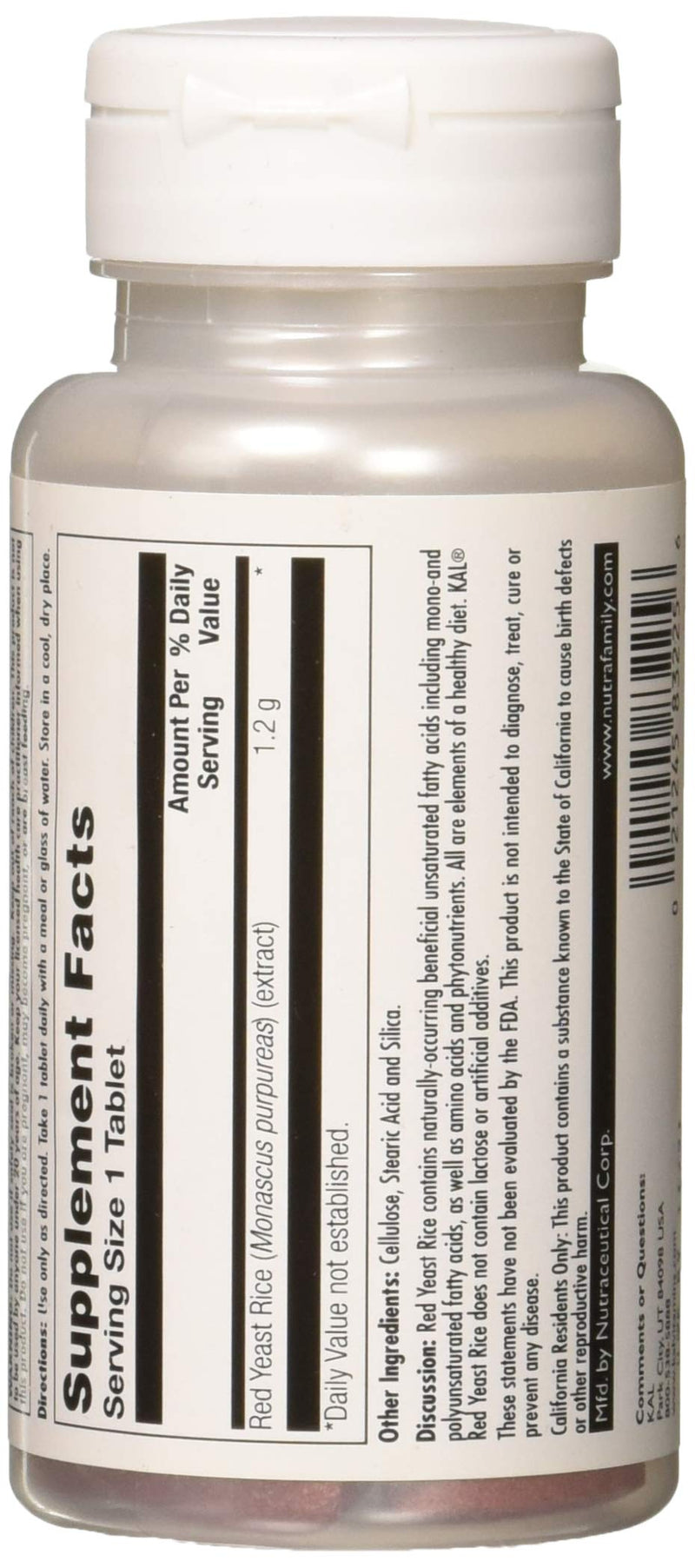KAL® Red Rice Once Daily 1200mg. Capsules | With Unsaturated Fatty Acids, Amino Acids & Phytonutrients | Rapid Disintegration | 30 Tablets 30 Count - NewNest Australia