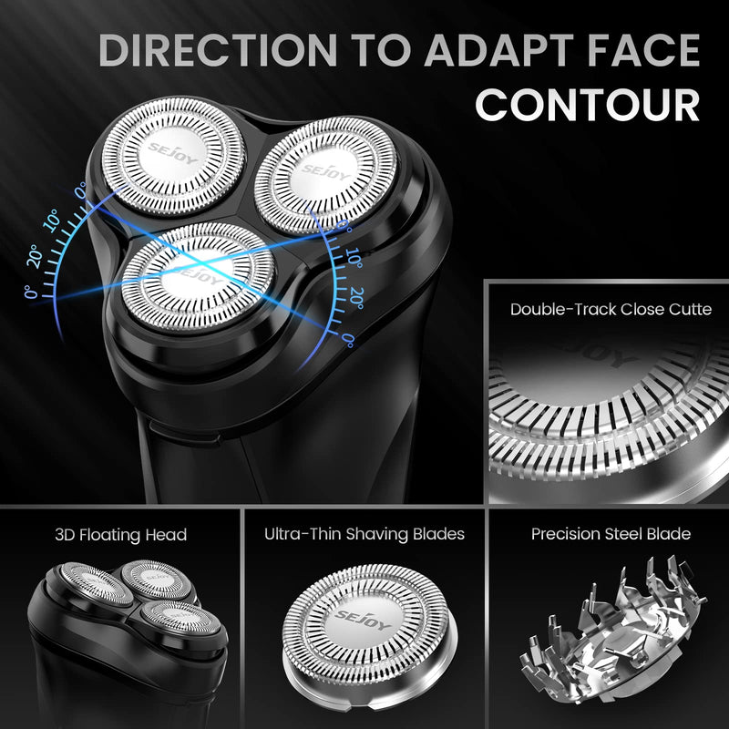 3D Electric Shaver Rotation Shaver, Electric Shaver For Men, Rechargeable Electric Shaver, With Pop-Up Trimmer, 1 Hour Fast Charging, 90 Minutes Shaving, 3D Floating Head, Lcd Power Indicator - NewNest Australia