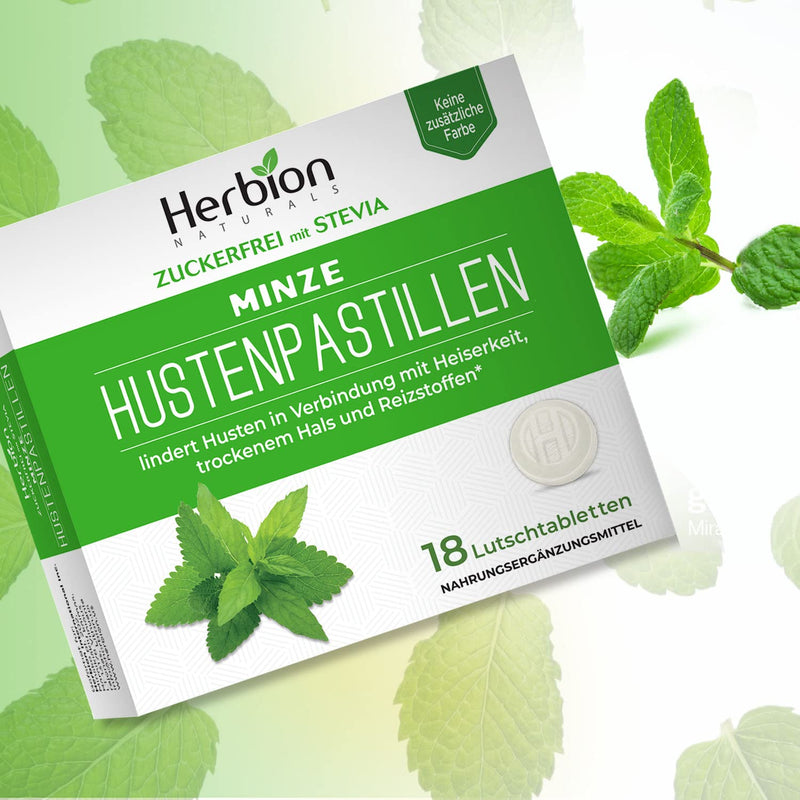 Herbion Naturals Cough Drops With Natural Mint Flavor, Sugar Free With Stevia, Dietary Supplement, Soothes Coughing, For Adults And Children From 6 Years, 18 Drops - NewNest Australia