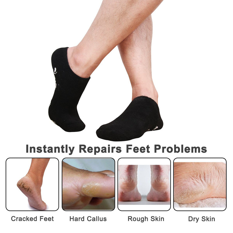 Wendapai Moisturizing Gel Spa Socks, Large Men's SPA Care Socks for Dry Cracked Rough Feet Repair Cracked Skin and Exfoliate US Men 10-15 2 Pairs Black - NewNest Australia