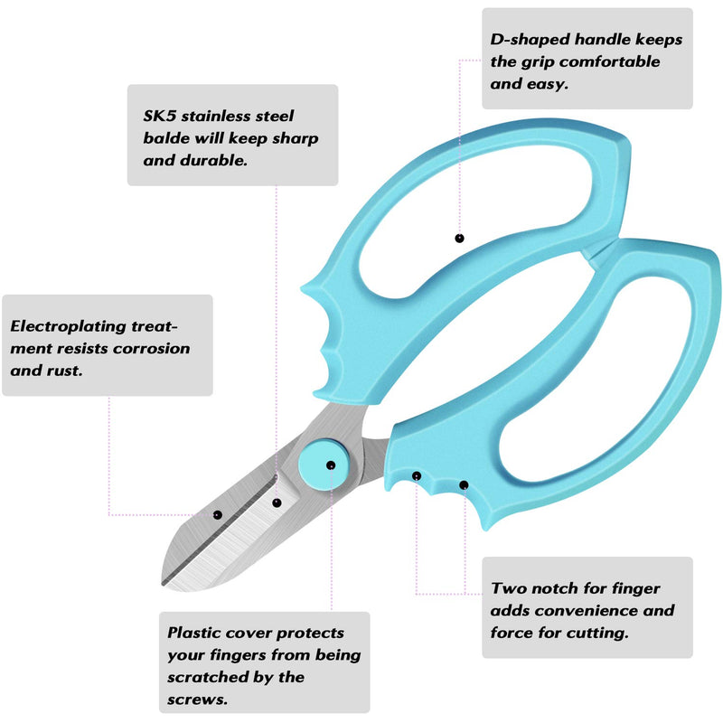 Floral Shears,Professional Flower Scissors,Garden Shears with Comfortable Grip Handle,Pruning Shears,Floral Scissors for Arranging Flowers,Gardening,Pruning,Trimming Plants,Picking,Cutting-Blue Blue - NewNest Australia