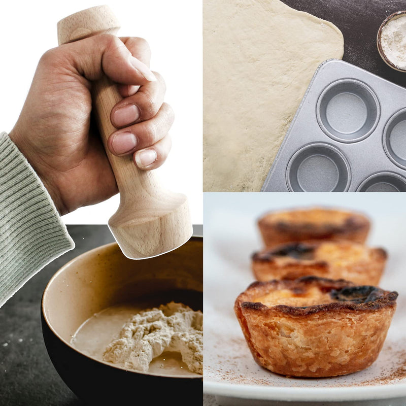 ANFU Tart Tamper Set, Wooden Molds Egg Tarts Tamper Pastry Tools for Mini Muffin Tins or Tart Pans, DIY Baking Shaping Kitchen Tool & Pastry Brush - NewNest Australia