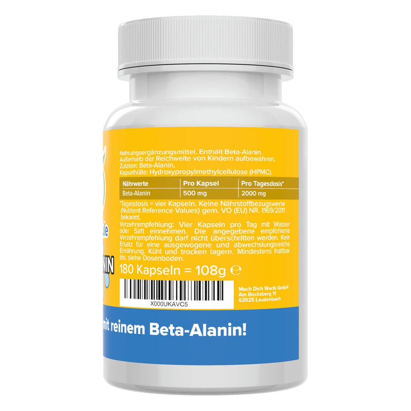 Beta Alanine Capsules - 500 Mg - Quality From Germany - No Additives - Laboratory Tested - Vegan - Small Capsules Instead Of Tablets - Carnosine Booster For Training & Muscle Building - Vitamineule - NewNest Australia