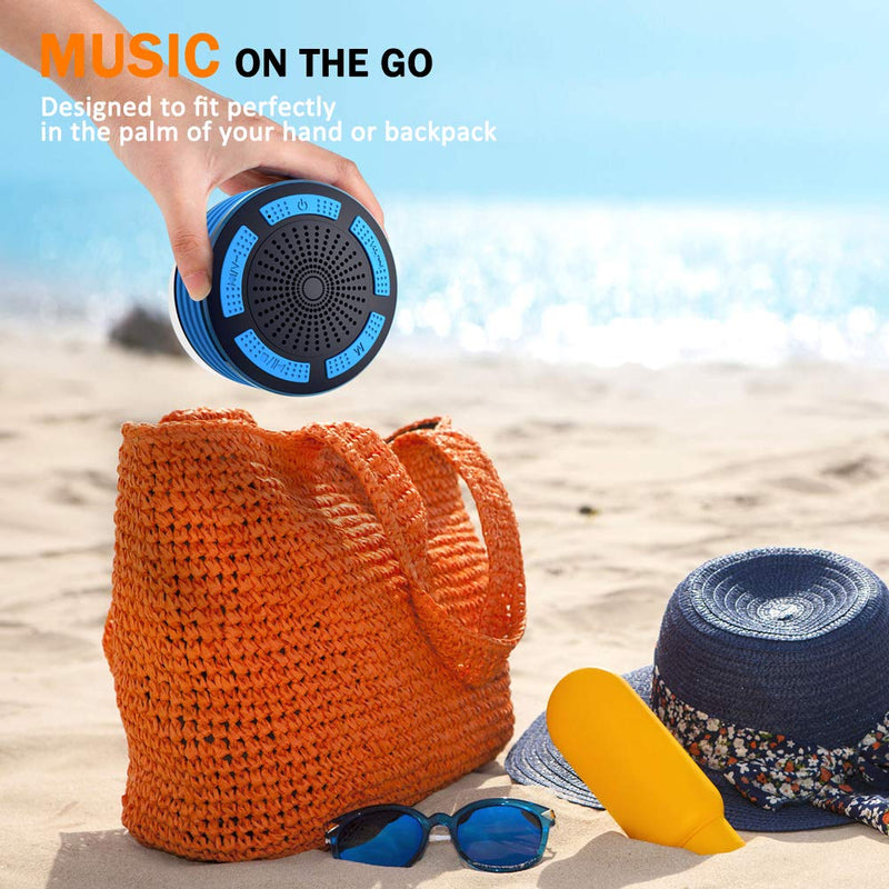 BassPal Shower Speaker Waterpoof IPX7, Portable Wireless Bluetooth Speakers with Radio, Suction Cup & LED Mood Lights, Super Bass HD Sound Perfect Pool, Beach, Bathroom, Boat, Outdoors (01.Blue) 01.Blue - NewNest Australia