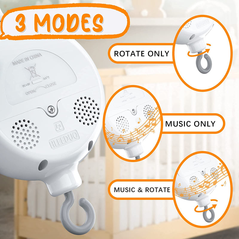 FEISIKE Baby Crib Mobile Arm with Music Box Spin Motor,23 Inch,Volume Control,3 Modes(Turn & Music,Turn Only, Music Only),Nursery Decor Hanger,Holder for DIY Clamp Mobile,12 Lullabies,30 Min Auto-Off White,mobile arm with music box - NewNest Australia