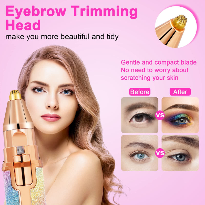 ACWOO Facial Hair Remover for Women, 2 in 1 USB Electric Eyebrow Shaver, Painless Eyebrow Trimmer Women with Eyebrow Knife for Body Lips Chin, Built-in LED Light - NewNest Australia