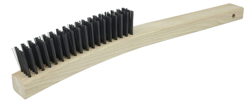 Weiler 44056 0.012" Wire Size, 6" Brush Length, 14" X 1-1/8" Block Size, 4 X 18 No. Of Rows, Steel Bristles, Hardwood Block, Curved Handle Scratch Brush, Made in the USA - NewNest Australia