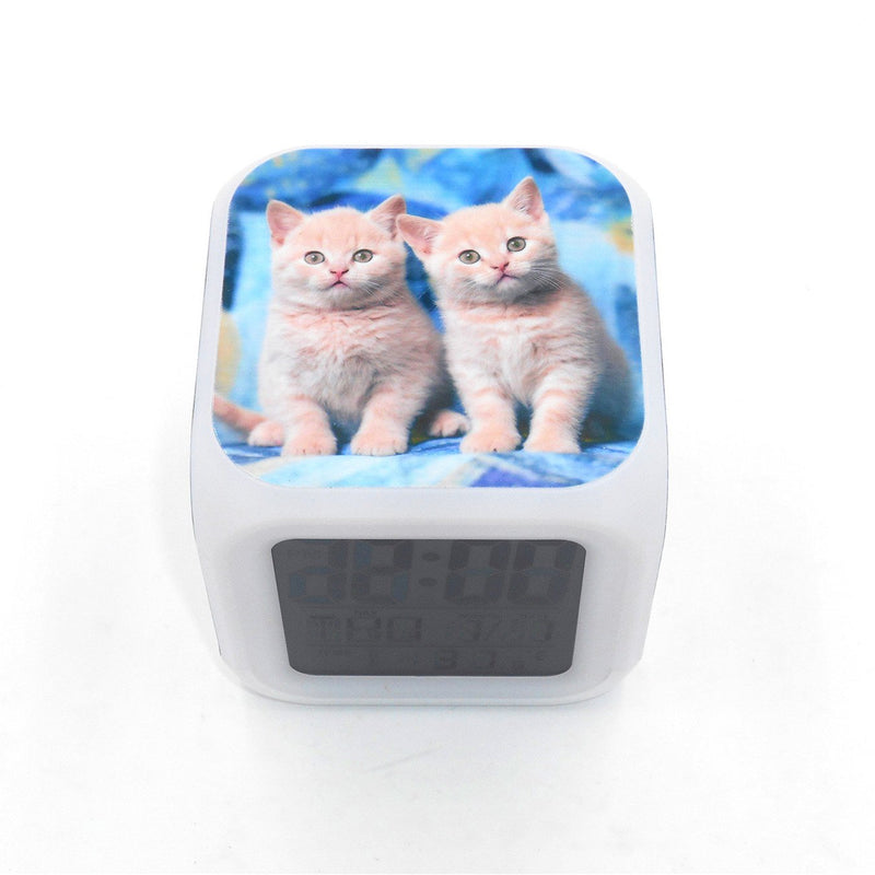 NewNest Australia - Boyan New British Shorthair Cat Kitty Led Alarm Clock Desk Clock Calendar Snooze Glowing Led Digital Alarm Clock for Unisex Adults Kids Toy Gift 