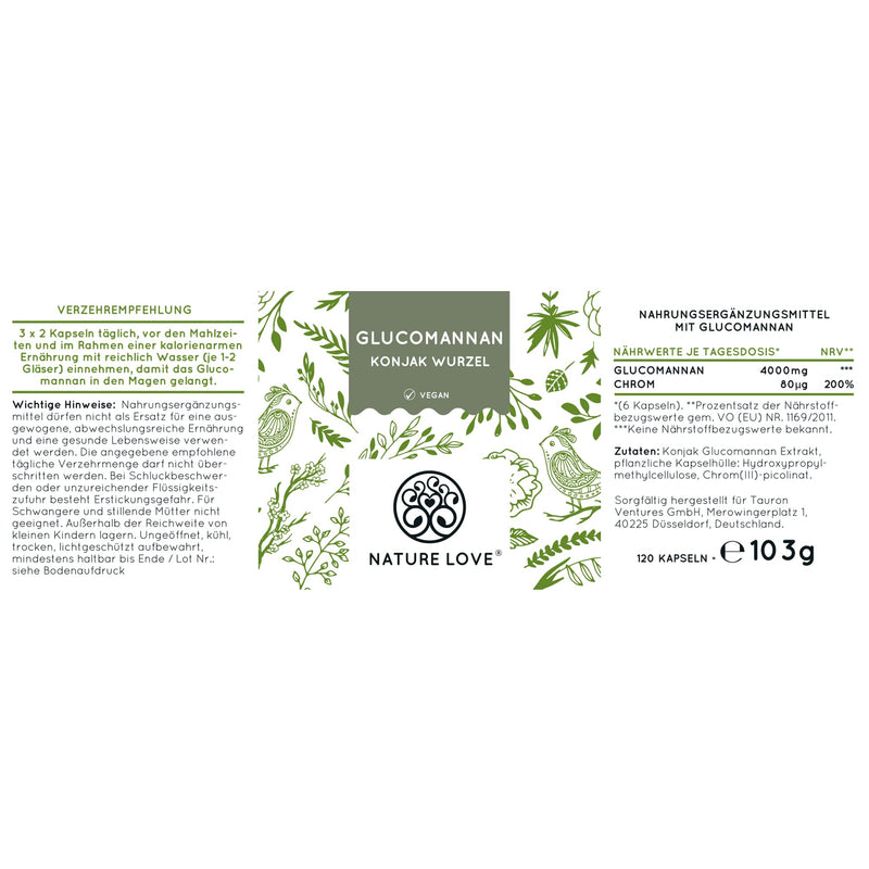 Lose weight with glucomannan from the konjac root - by Nature Love - 120 capsules. 4,000 mg per daily dose - high dose, vegan, made in Germany. - NewNest Australia