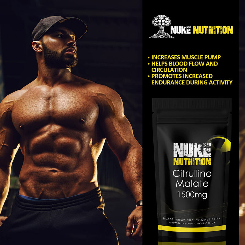 Nuke Nutrition L Citrulline Malate Capsules | 120 Capsules | High Strength 1500mg Dose Supplement | Boost Circulation, Performance & Muscle Recovery | 100% Natural, Preservative & Filler Free | Vegan 120 Count (Pack of 1) - NewNest Australia
