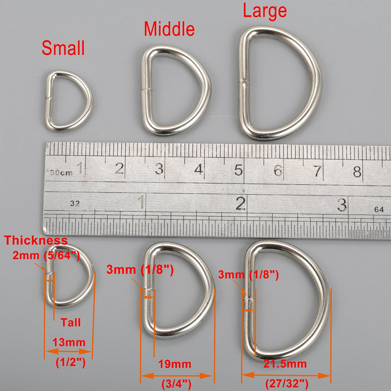 CrocSee Metal D Ring 1/2 inch Non Welded Nickel Plated Pack of 100 (Small) Small 1/2 inch(13mm) - NewNest Australia