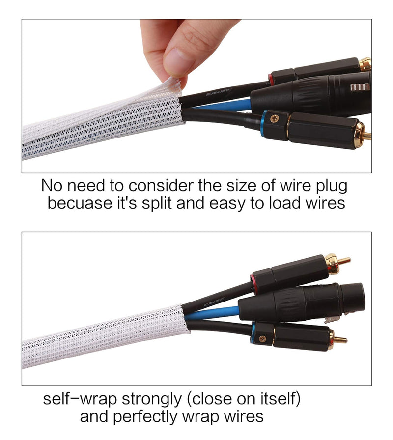 Alex Tech 25ft - 1/2 inch Cord Protector Wire Loom Tubing Cable Sleeve Split Sleeving for USB Cable Power Cord Audio Video Cable - Protect Cat from Chewing Cords - White 1/2"-25ft - NewNest Australia