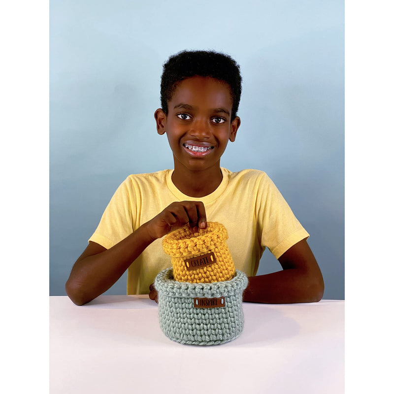 Boye Jonah's Hands Nesting Baskets Beginners Crochet Kit for Kids and Adults, Makes 2 Projects, Multicolor 7 Piece - NewNest Australia