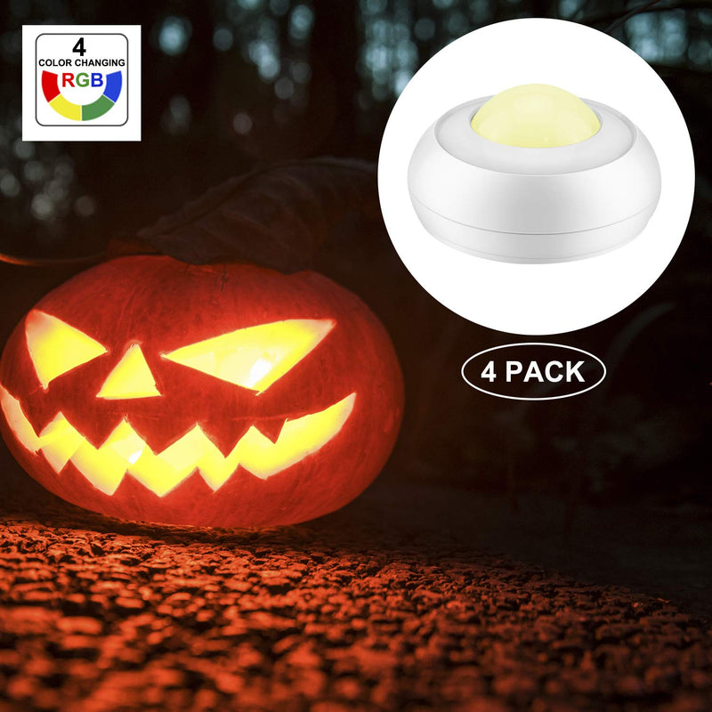 BIGLIGHT LED Puck Lights, Push Lights, RGB Touch Lights, Battery Operated Click Light for Closet, Wireless Tap Light, Color Changing Pop Lights, Stick on Lights for Classroom Pumpkin Halloween, 4 Pack - NewNest Australia