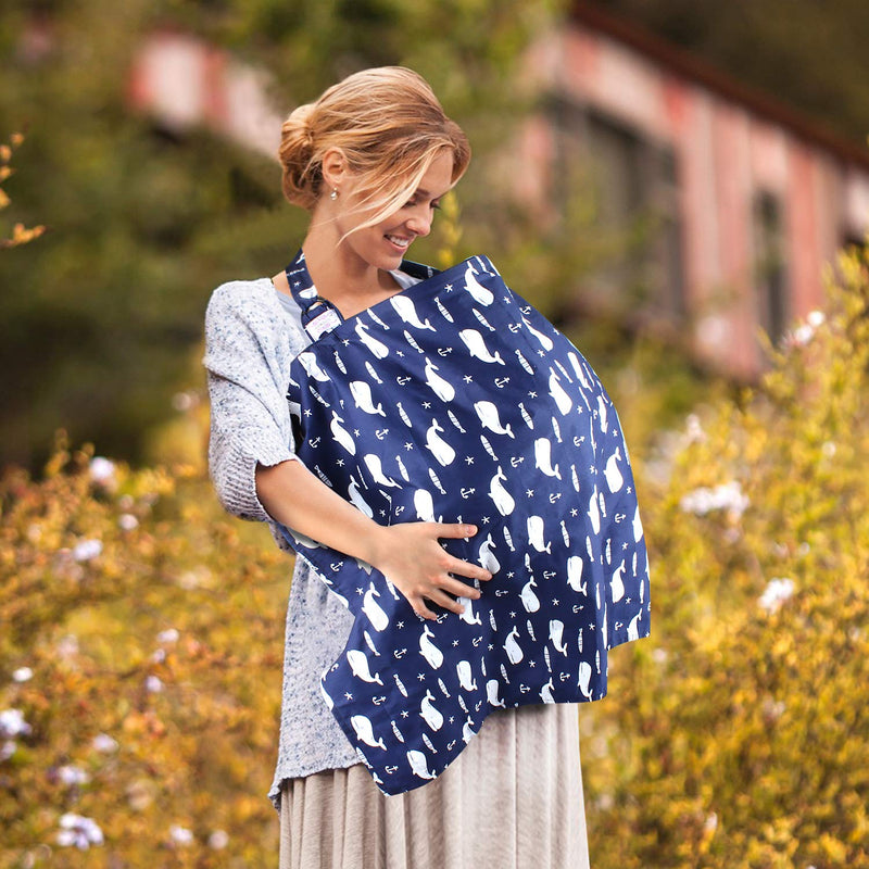 UHINOOS Nursing Cover,Infinity Soft Breastfeeding Cotton for Babies with No See Through Cotton for Mother Nursing Apron for Breastfeeding (Blue) Blue - NewNest Australia