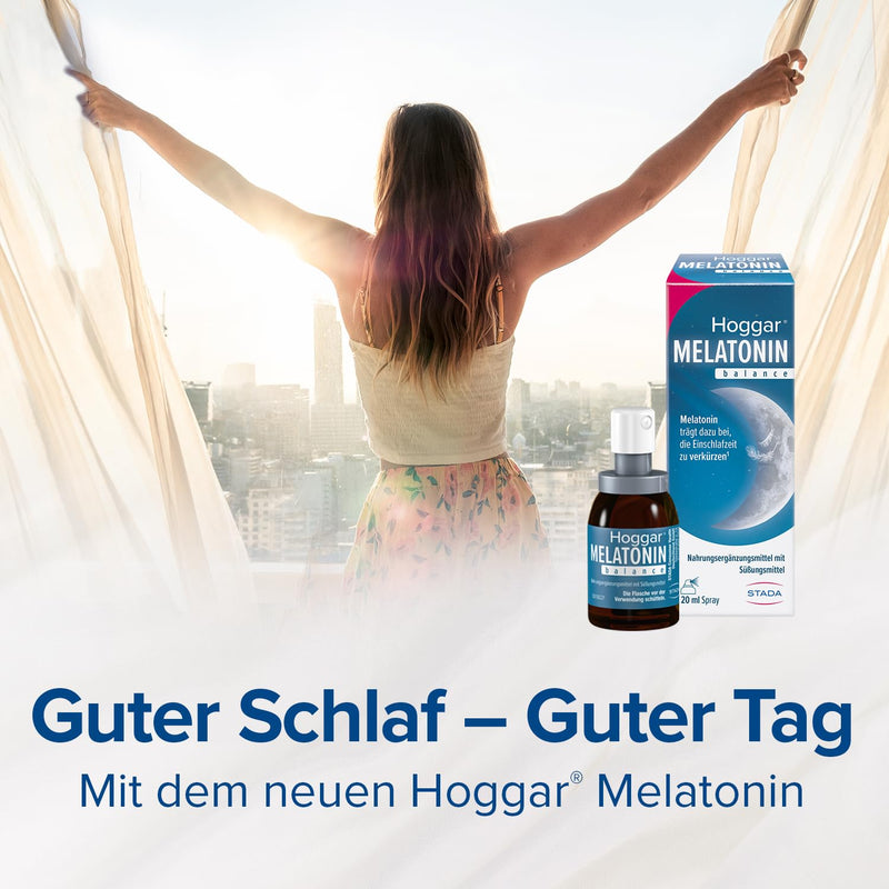 Hoggar MELATONIN balance - sleep spray - dietary supplement with melatonin to shorten the time it takes to fall asleep and for jet lag - with vitamin B6-20 ml spray - NewNest Australia