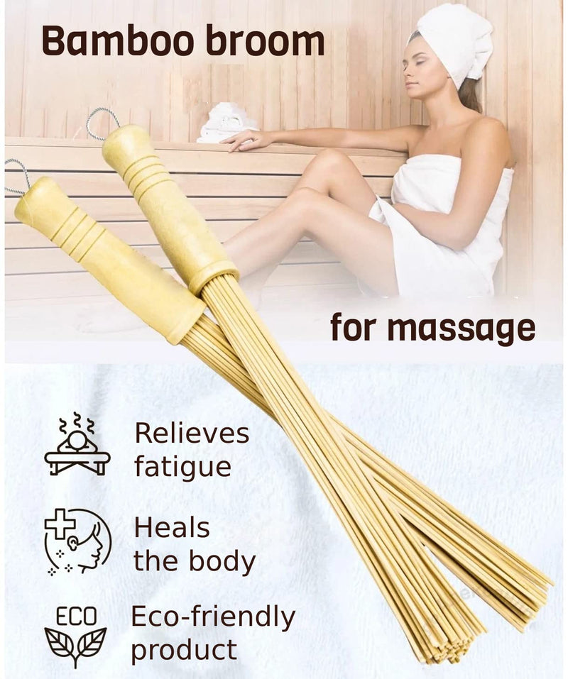 Massage Bamboo Broom for Sauna and Banya - Relaxing Massage Cellulite Massager - Asian Massage Tools for SPA - NewNest Australia